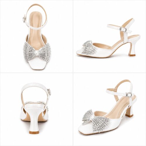 women elegant bow heeled sandal