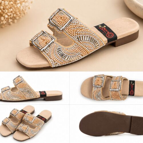 luxury buckle beaded sandals