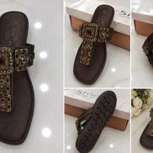 elegant brown beaded sandals – women