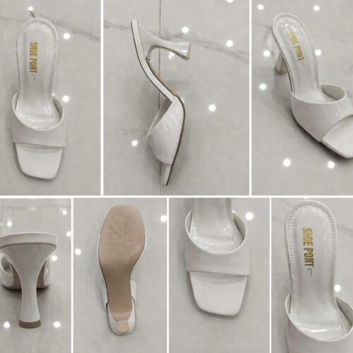 women glossy heel sandals – elegant slip on