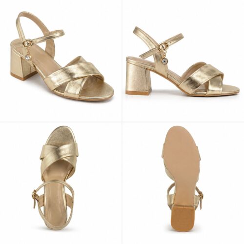 women cross strap block heel sandals – elegant & comfortable