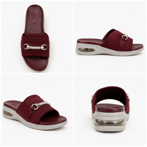 women comfortable air sole slider with chain design (