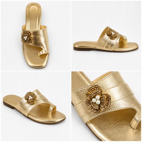 stylish toe ring flat slippers for women