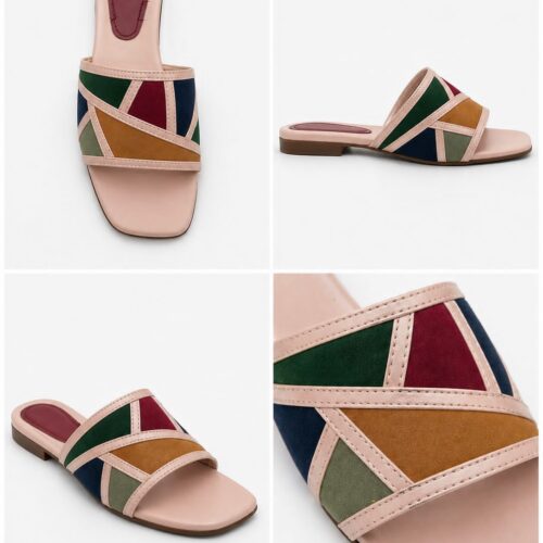 trendy multi color flat slippers for women