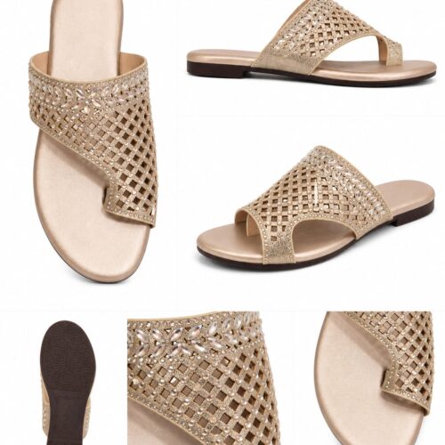 luxury cutwork fancy flat slippers for women