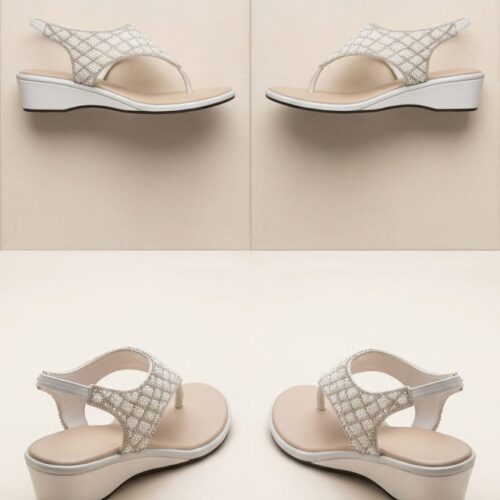 women pearl embellished comfort sandals
